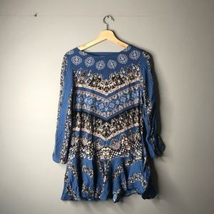 Free People Blue Print Pattern Dress Tunic Small